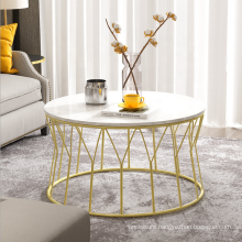 Nordic wrought iron coffee table simple modern living room furniture small apartment table marble round table